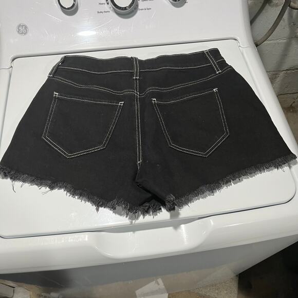 Super High Rise Cutoff Black Destructed Denim Shorts 9 / 29W SO Y2K goth grunge - Picture 3 of 8